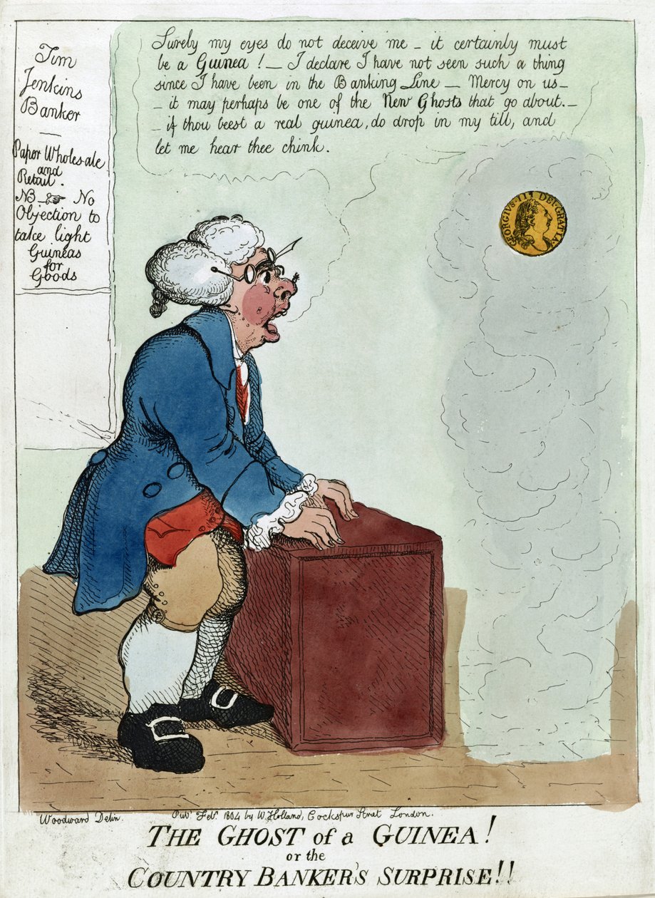 Der Geist eines Guinea! Oder die Überraschung des Landbankiers!!, 1804 von George Moutard Woodward