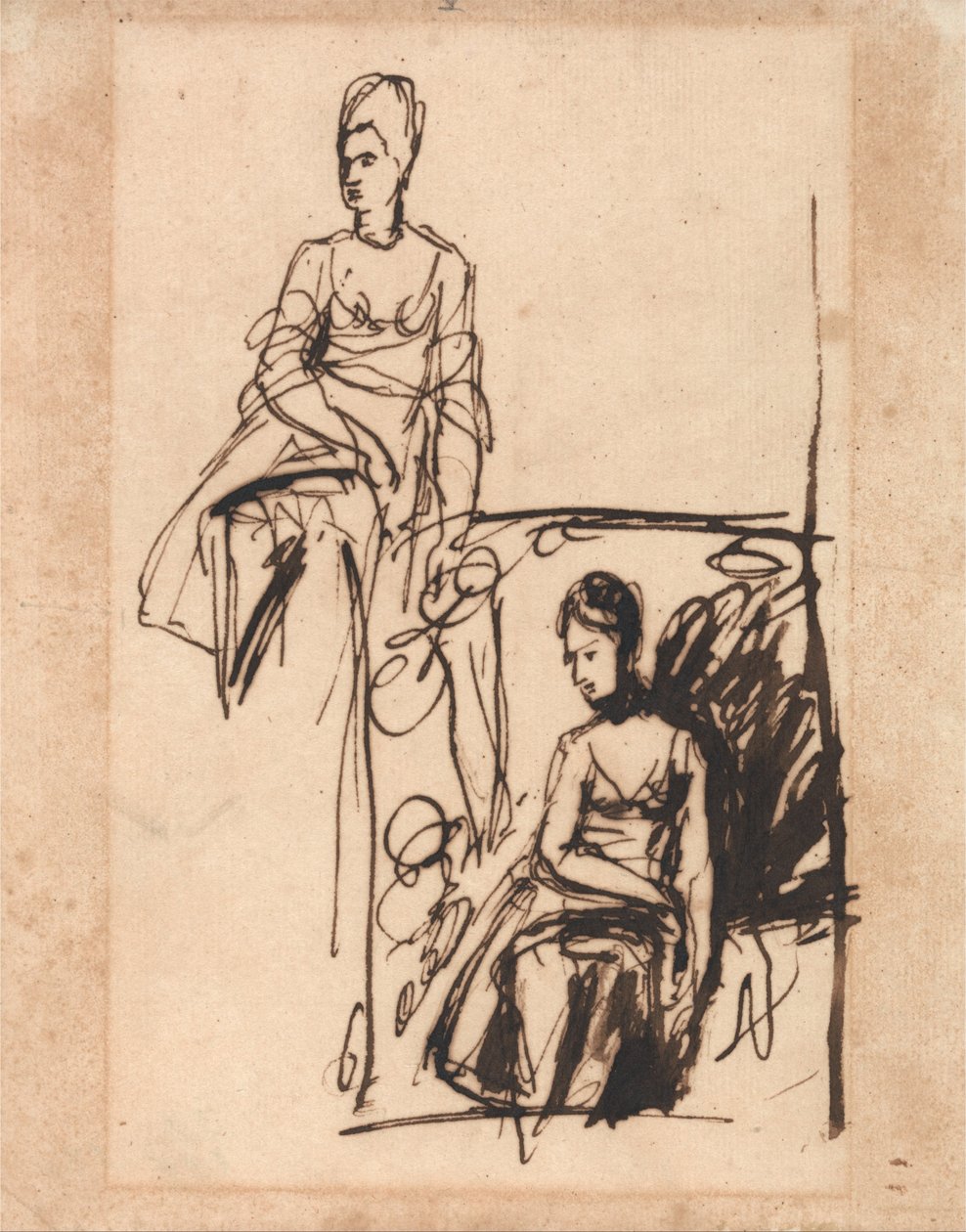 Sitzende Frau, zwei Studien von George Romney