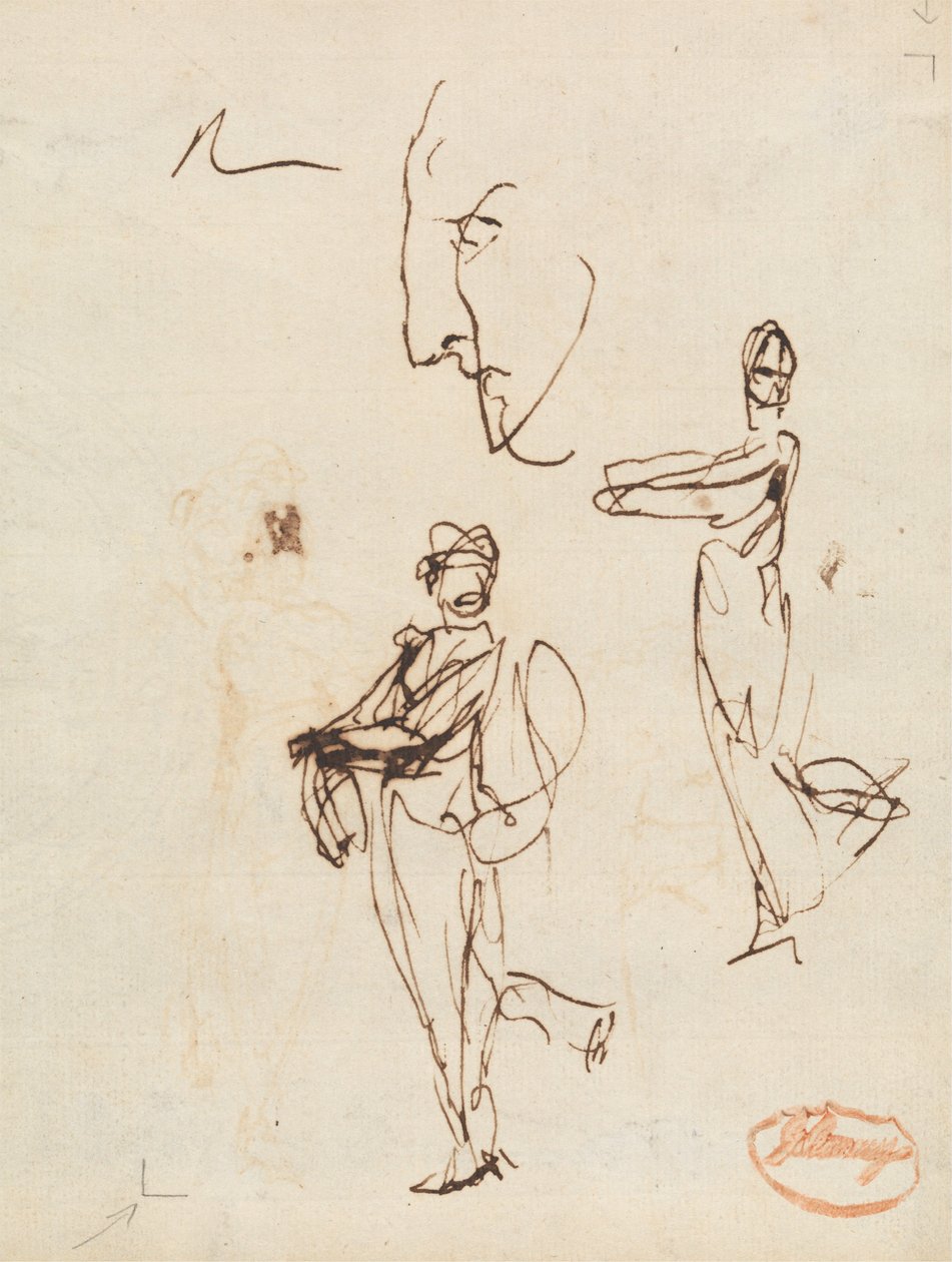 Studie von zwei Figuren und einem Gesicht von George Romney