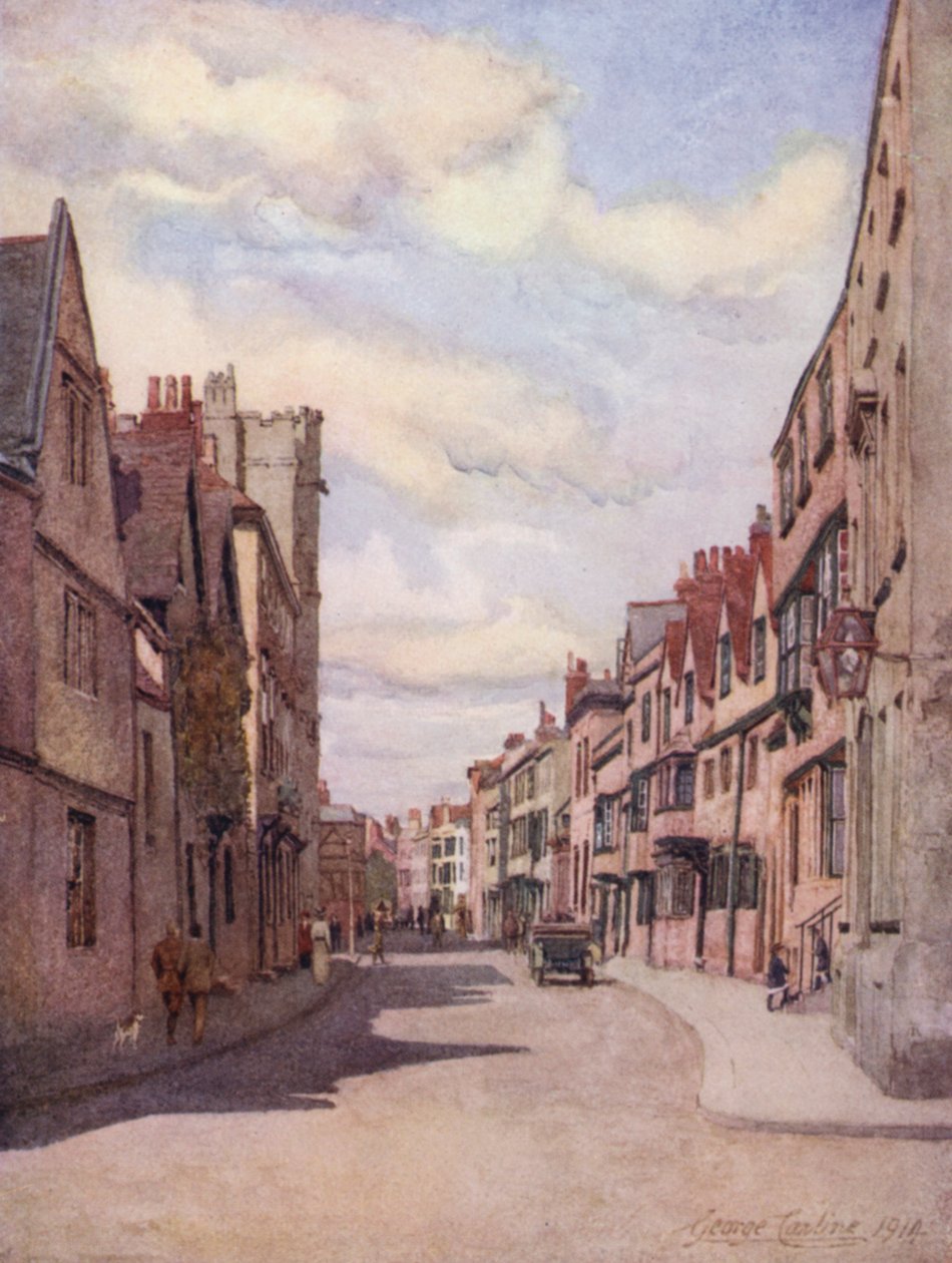 Oxford: Holywell Street (Farblithografie) von George Carline