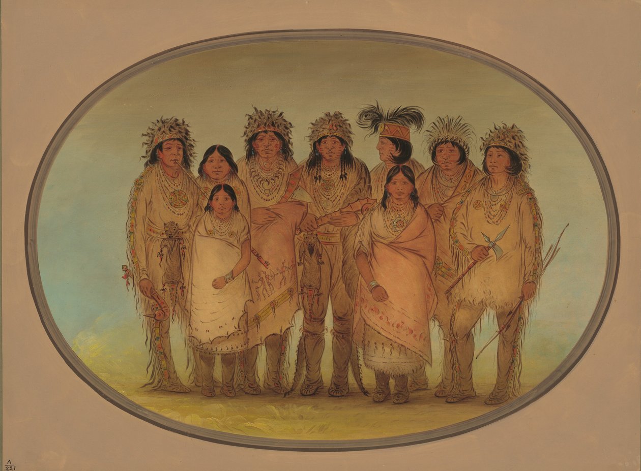 Neun Ojibbeway-Indianer in London, 1861-1869 von George Catlin