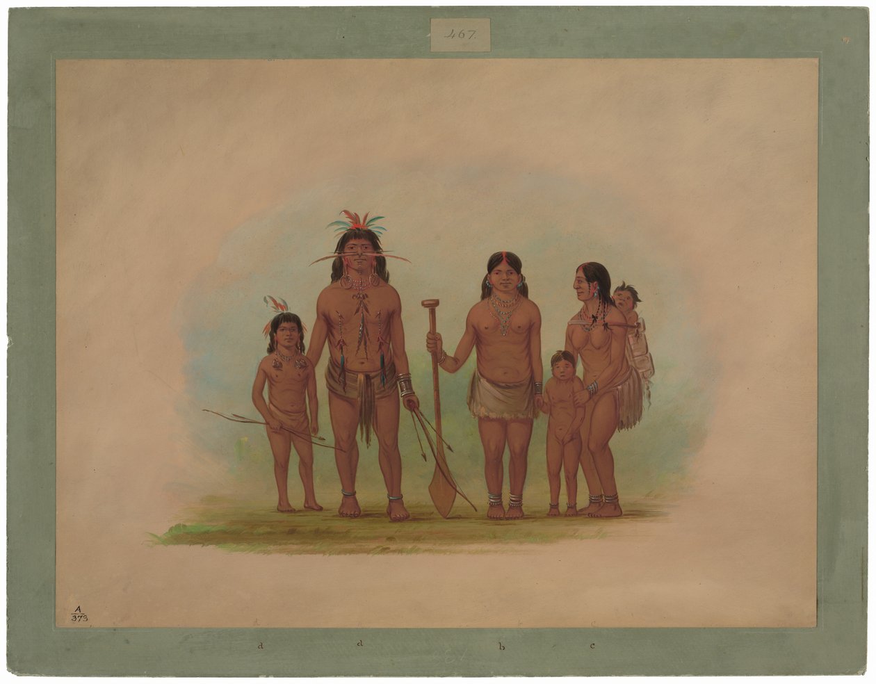 Orejona-Häuptling und Familie von George Catlin