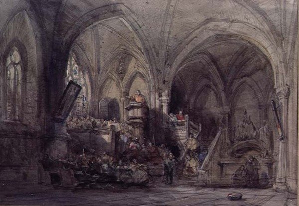 Innenansicht einer Kirche, Spanien von George Cattermole