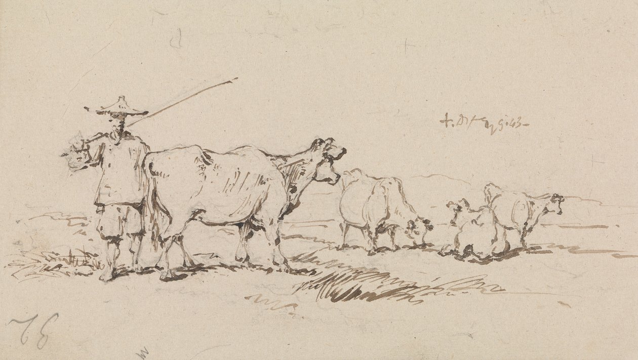 Ein Bauer mit Vieh von George Chinnery