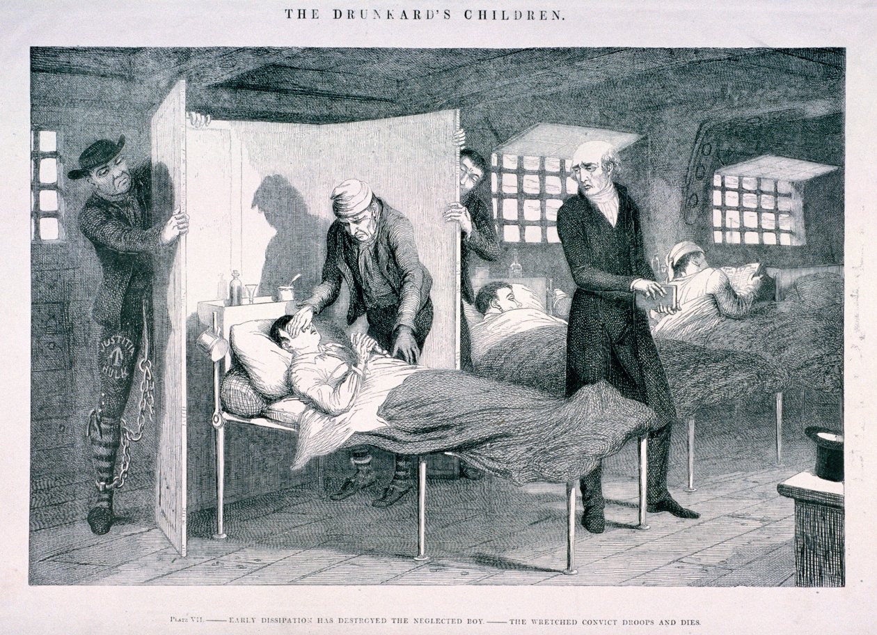 Die Kinder des Betrunkenen, ca. 1847 von George Cruikshank