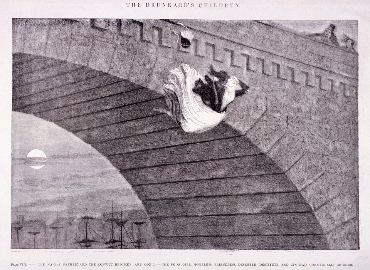Die Kinder des Betrunkenen, ca. 1847 von George Cruikshank