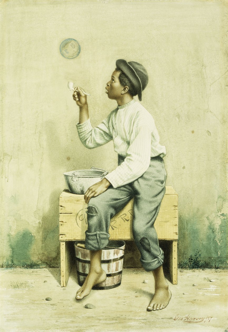 Schwarzer Junge, der Seifenblasen bläst, 1887 von George Harvey