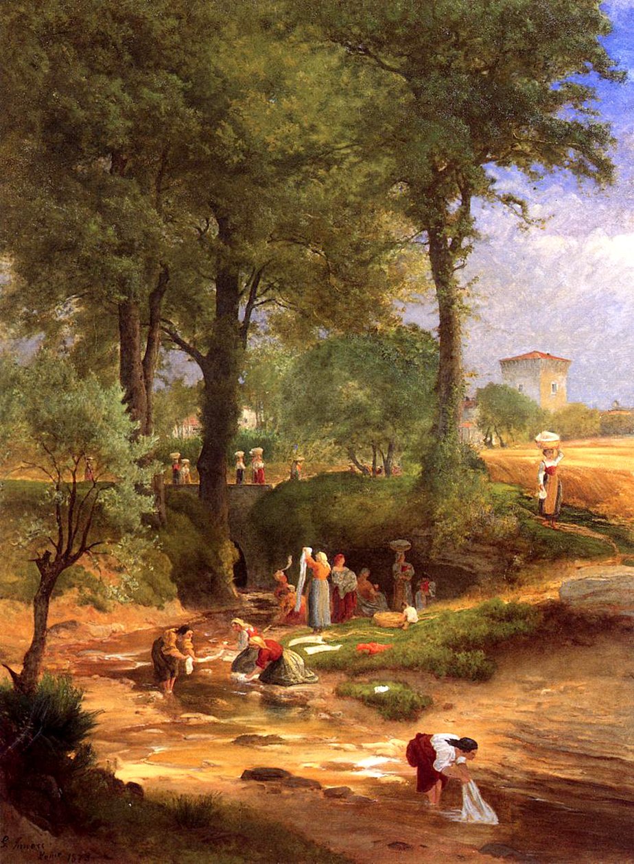 Waschtag bei Perugia, Italien, 1873 von George Inness
