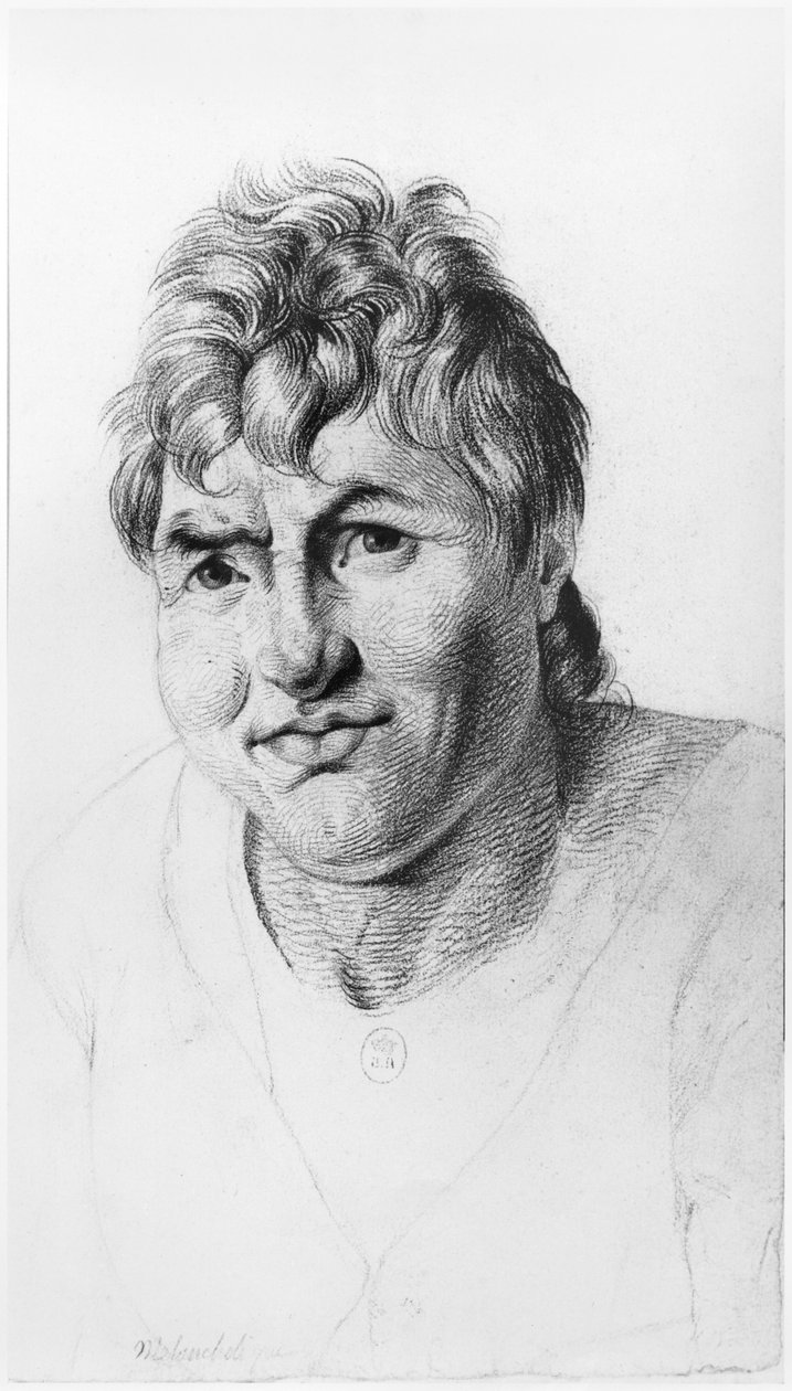 Melancholiker, Illustration aus einem unveröffentlichten Traktat von Jean Etienne Dominique Esquirol (1772-1840) über die Verrückten des Salpetriere-Asyls, ca. 1818 von Georges Francois Gabriel