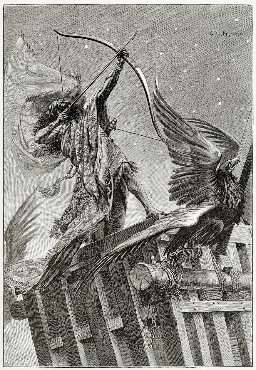 Nemrod, 19. Jahrhundert (Schwarz-Weiß-Gravur) von Georges Marie Rochegrosse