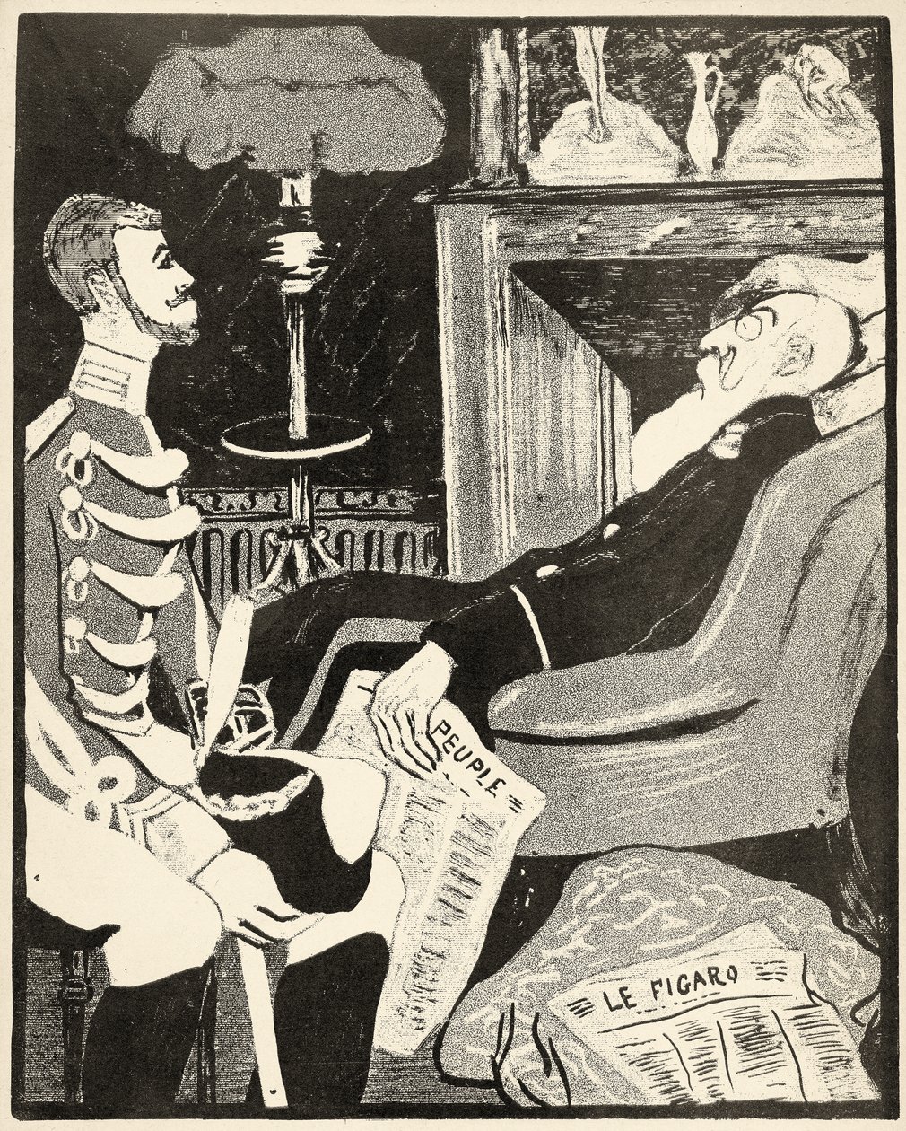 Ein junger Albert I im Gespräch mit seinem Onkel Leopold II, 1904 von Georges d 1878 1937 Ostoya