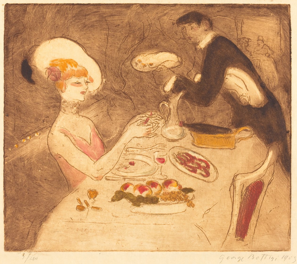 Frau beim Abendessen von Georges Bottini