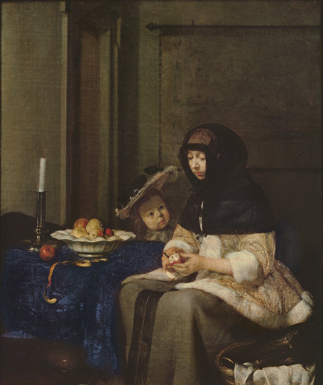 Frau beim Schälen von Äpfeln, ca. 1660 von Gerard ter Borch