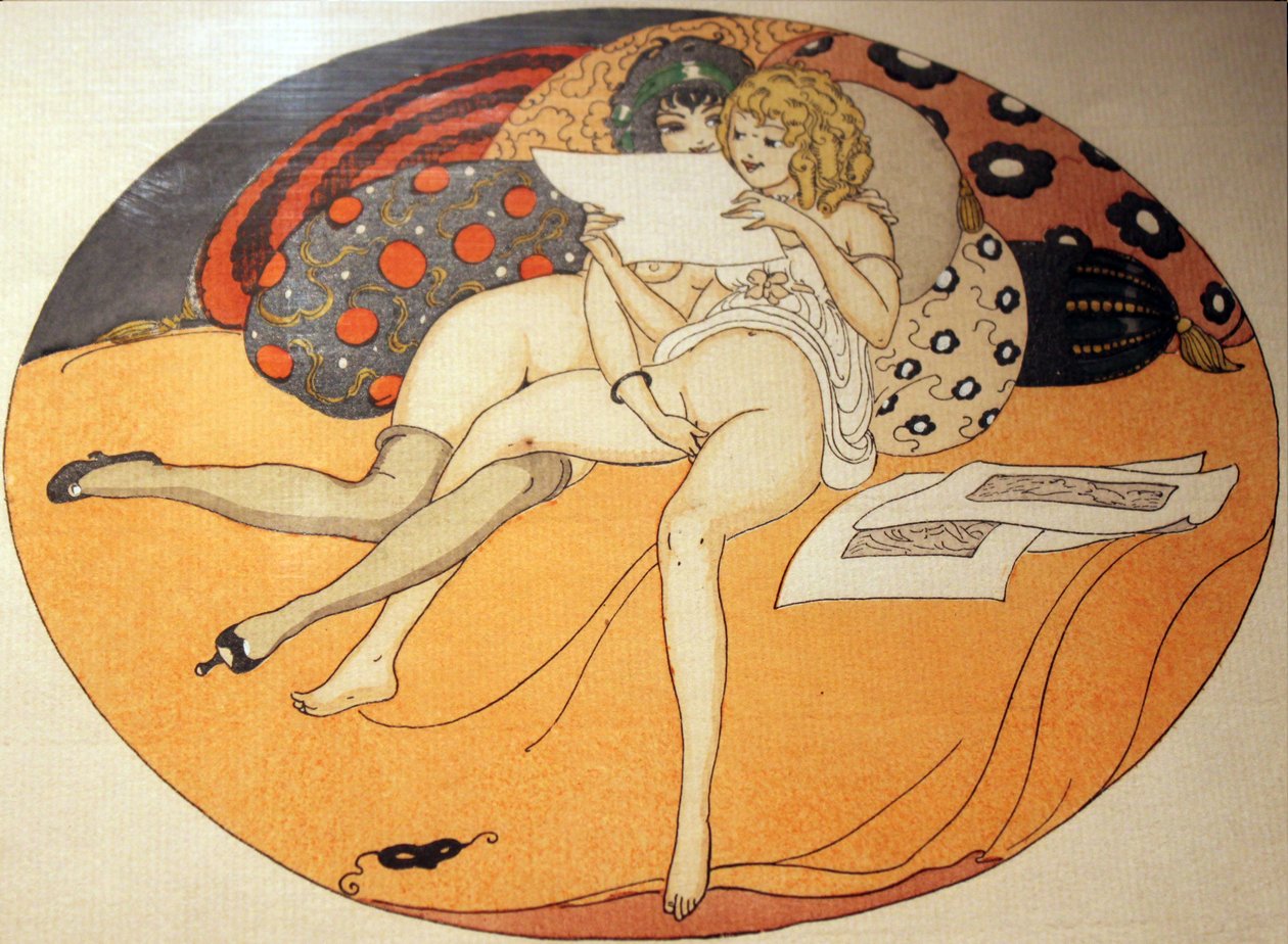 Serie von Aquarellen, die 1925 unter dem Titel Die Freuden des Eros in Erotopolis Paris erschienen von Gerda Marie Frederike Wegener