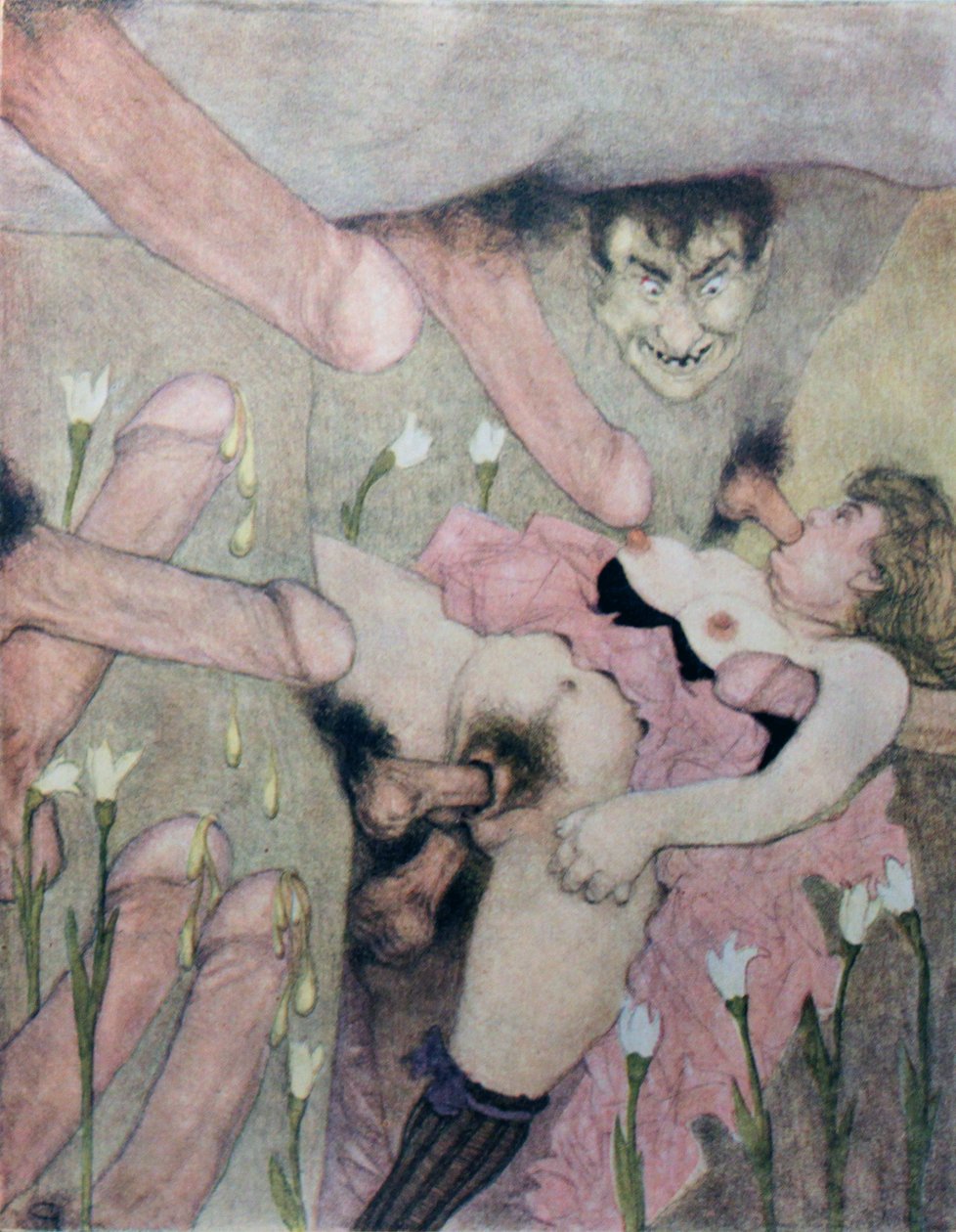 Serie von Aquarellen, die 1925 unter dem Titel The Delights of Eros in Erotopolis Paris erschienen von Gerda Marie Frederike Wegener