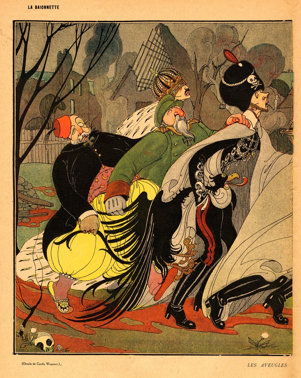 Die Bajonett, Satirisch in Farben von Gerda Marie Frederike Wegener