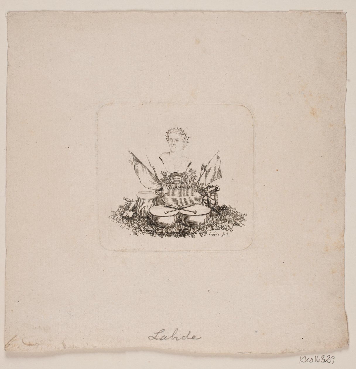 Vignette mit Büste von Sophron von Gerhard Ludvig Lahde