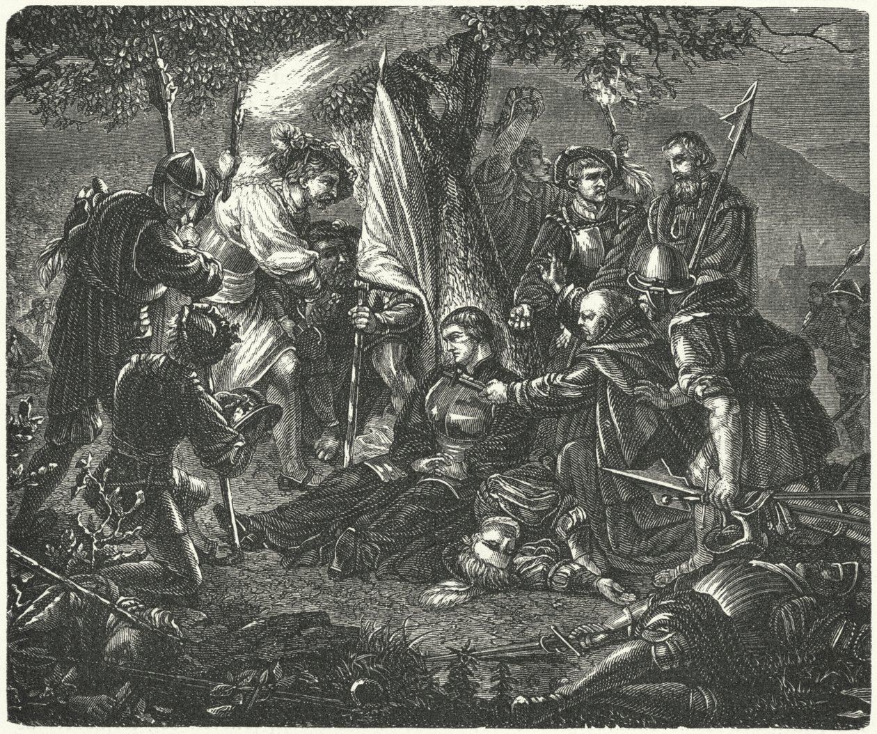 Tod von Huldrych Zwingli in der Schlacht bei Kappel, 1531 von German School