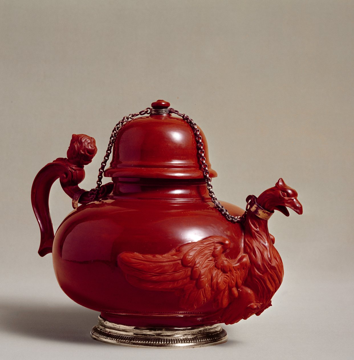 Meissener roter Steinzeug-Teekanne, modelliert von Johann Christoph Ludwig von Lucke, ca. 1730 von German School