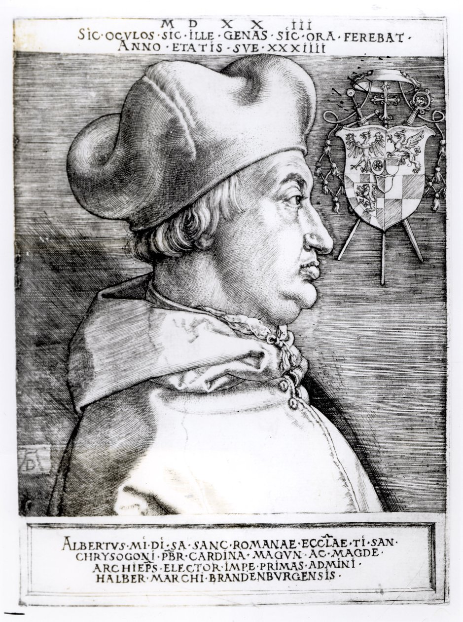 Porträt von Albert, Kardinal und Kurfürst von Mainz, 1523 von German School