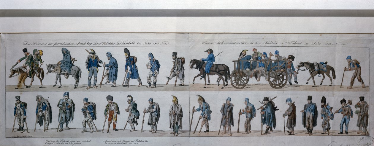 Die Rückkehr der besiegten französischen Armee aus Russland im Jahr 1813 von German School