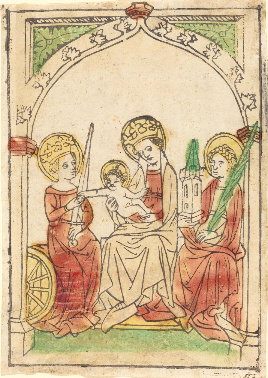 Madonna zwischen den Heiligen Katharina und Barbara von German 15th Century