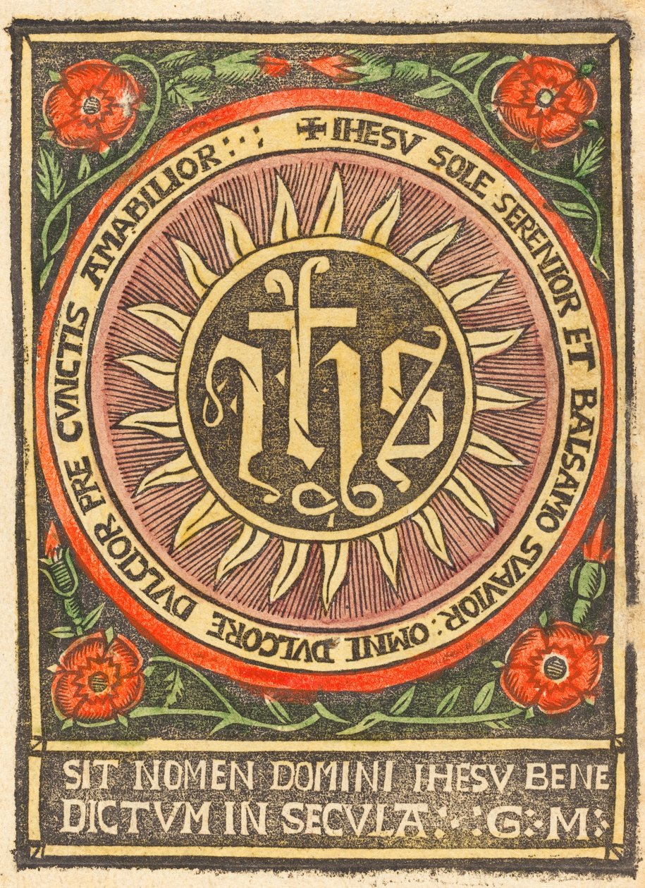 Monogramm JHS in einem flammenden Kreis von German 15th Century