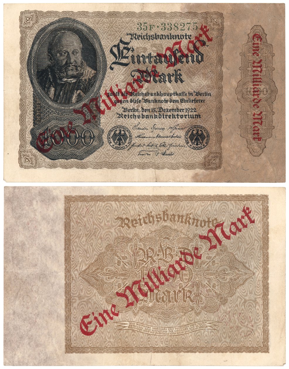 Eine Eine-Milliarde-Mark-Banknote, 1922 von German School