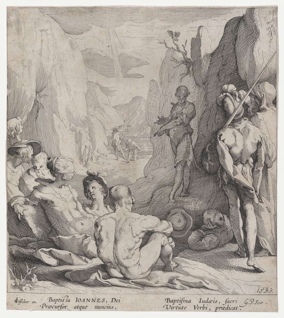 Johannes der Täufer predigt, 1593 von Gerrit Pietersz Sweelink
