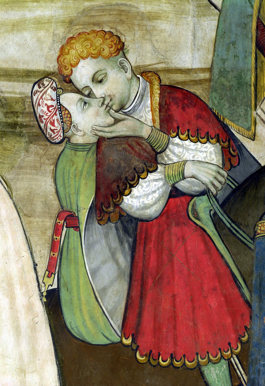 Der Brunnen des Lebens, Detail eines sich umarmenden Paares, 1418-30 von Giacomo Jaquerio