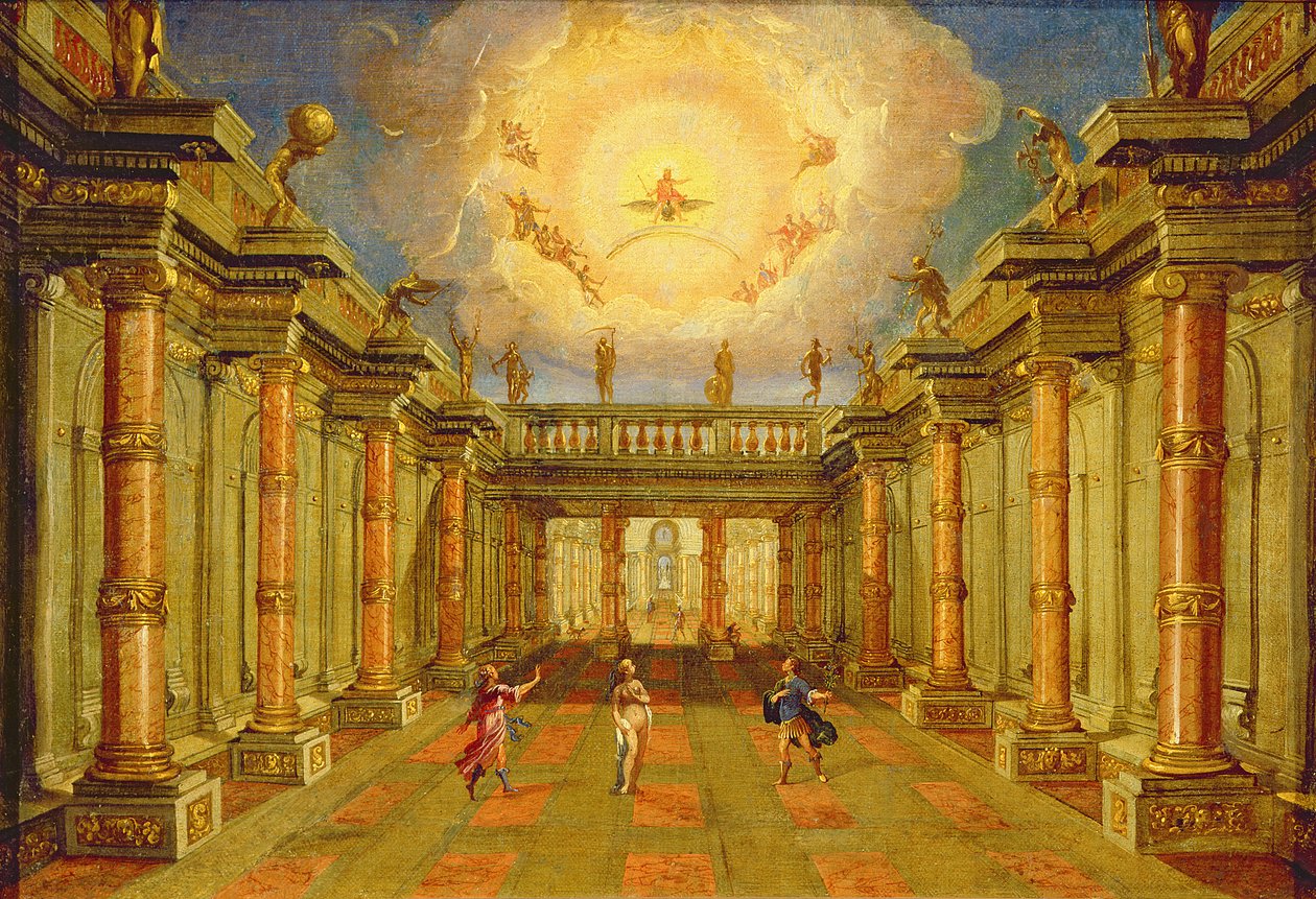 Akt II, Szene X: der Hof des Königs von Naxos von Giacomo Torelli