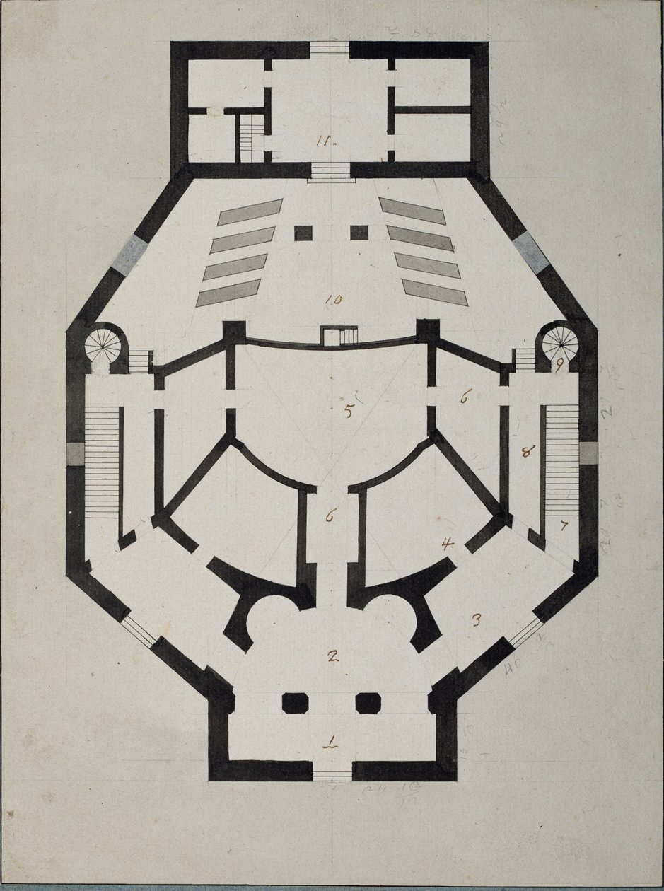 Grundriss des Obergeschosses von Giacomo Antonio Domenico Quarenghi