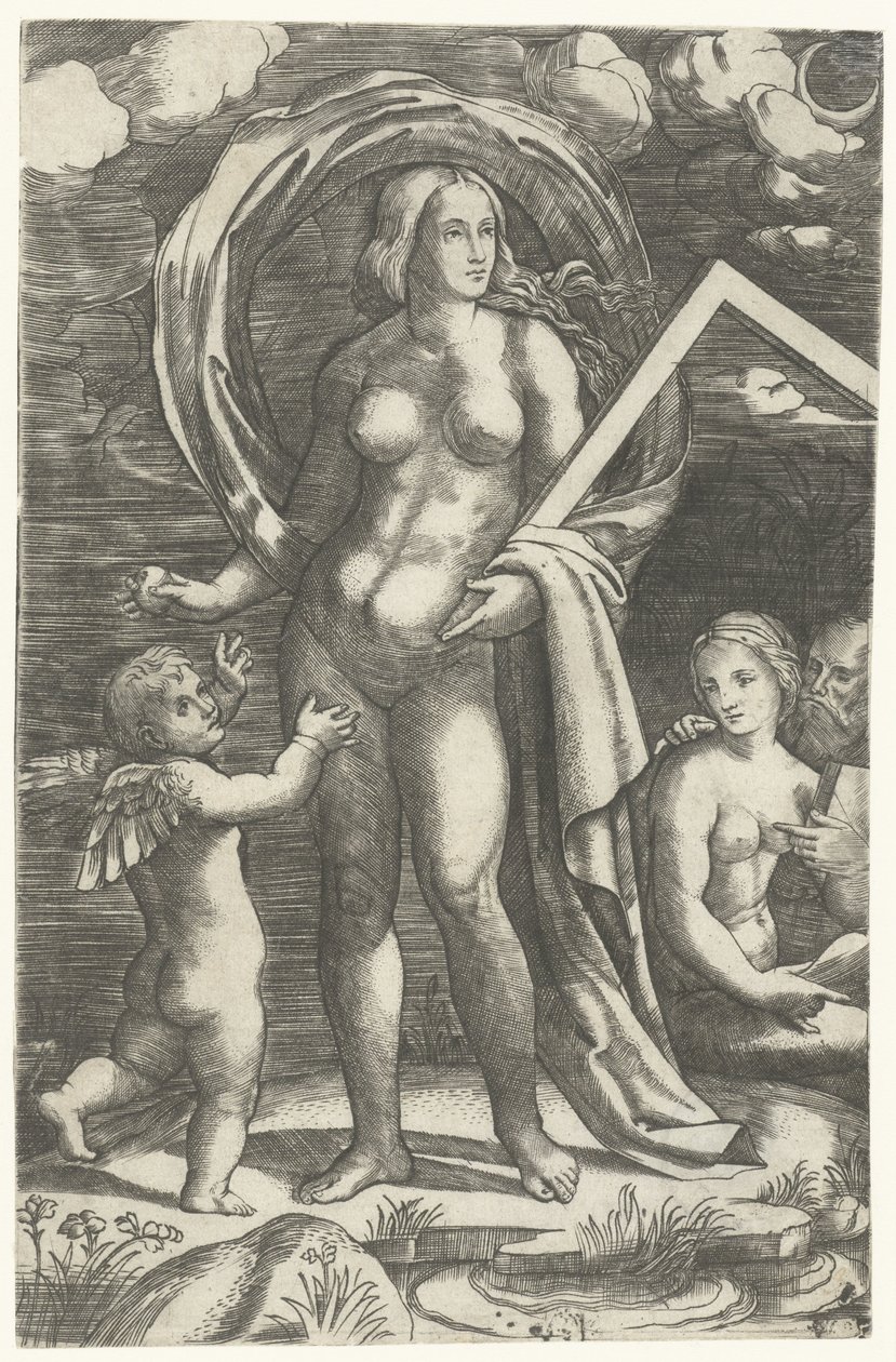 Venus mit Zeichenhaken und Cupido und Liebespaar von Giacomo Francia