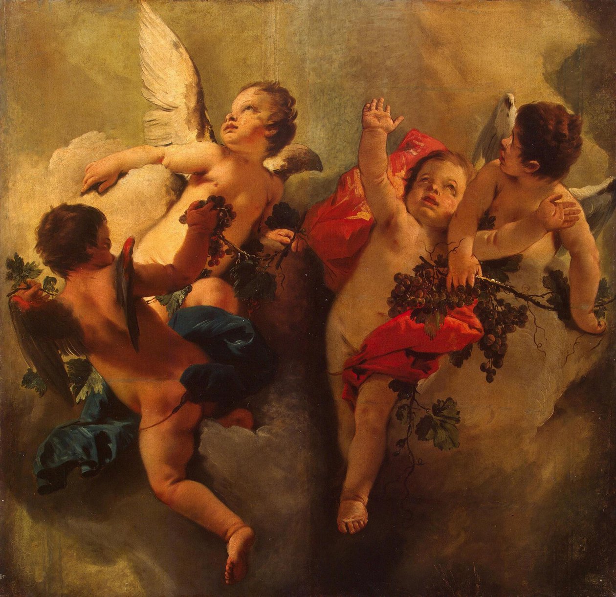 Amoretten mit Trauben. Serie Vier Jahreszeiten, 1740er Jahre von Giambattista Tiepolo