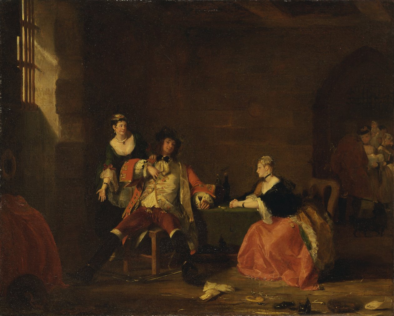 Captain Macheath wird von Polly und Lucy in der Bettleroper, 1826, getadelt von Gilbert Stuart