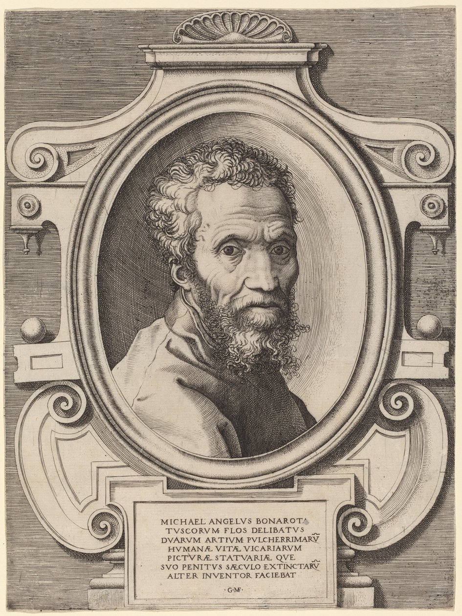 Michelangelo Buonarroti von Giorgio Ghisi, after Marcello Venusti