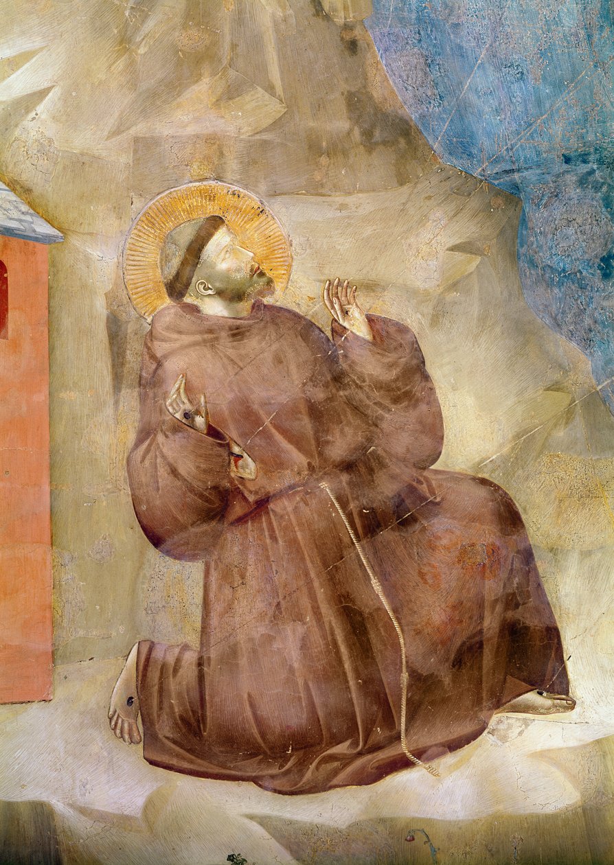 Der heilige Franziskus empfängt die Stigmata, Detail von Saint Francis, ca. 1297-99 (Detail) von Giotto di Bondone