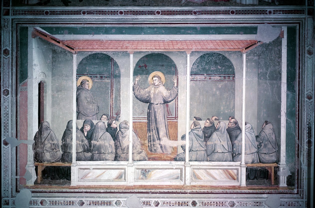 Der heilige Franziskus erscheint dem heiligen Antonius in Arles, aus der Bardi-Kapelle, ca. 1320 von Giotto di Bondone