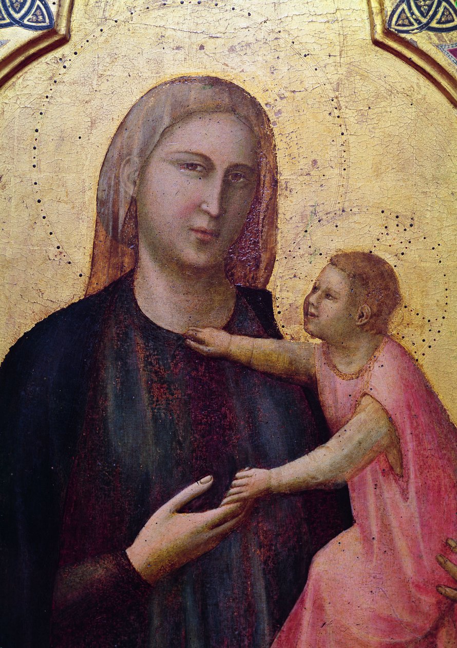Jungfrau und Kind, zentrales Panel des Badia-Altarbildes, um 1301 (Tempera auf Holz) (Detail) von Giotto di Bondone