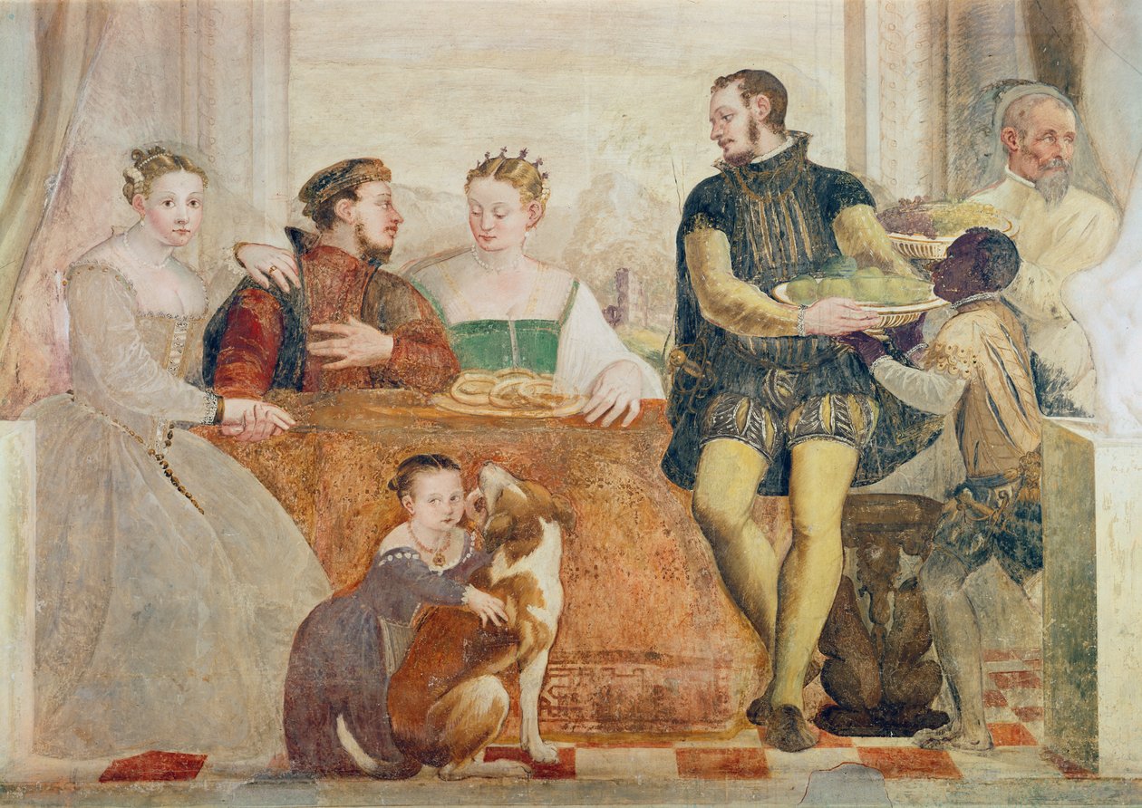 Detail des Banketts, ca. 1570 von Giovanni Antonio Fasolo