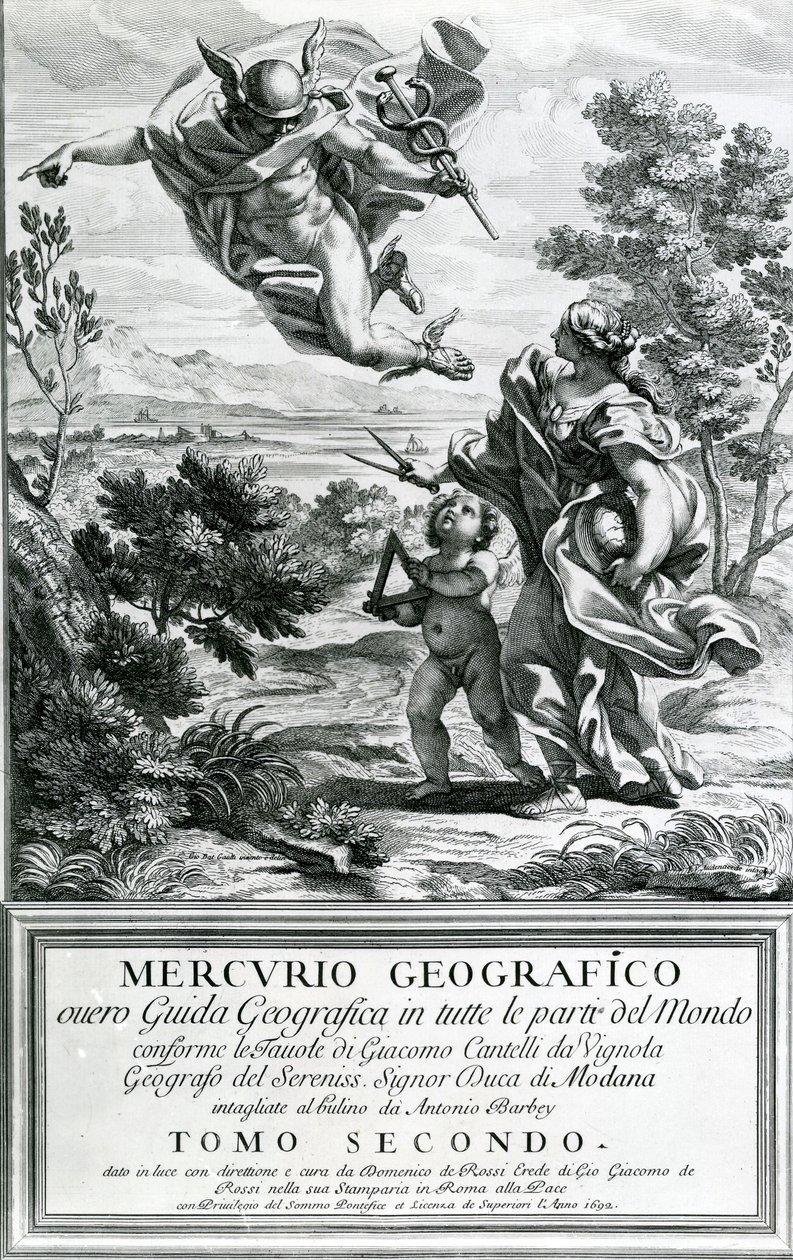 Merkur führt Geographie, 1692 von Giovanni Battista Gaulli