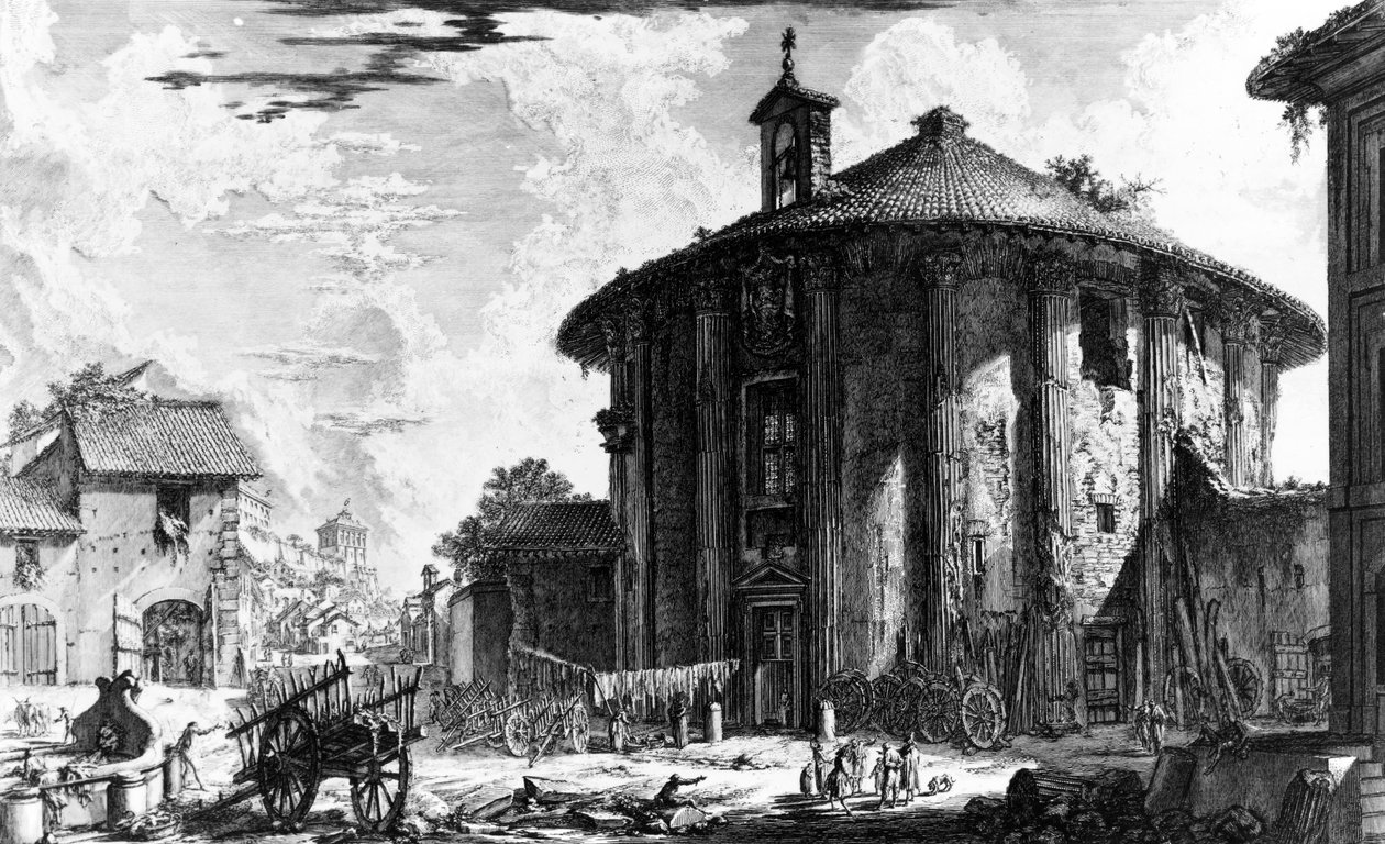 Ansicht des Tempels der Kybele auf der Piazza della Bocca della Verita, aus der Serie 