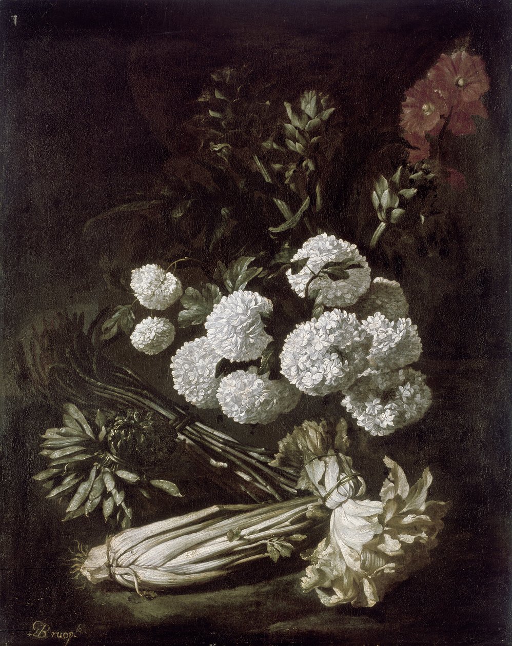 Stillleben mit Blumen und Gemüse, 17. Jahrhundert von Giovanni Battista Ruoppolo or Ruopolo