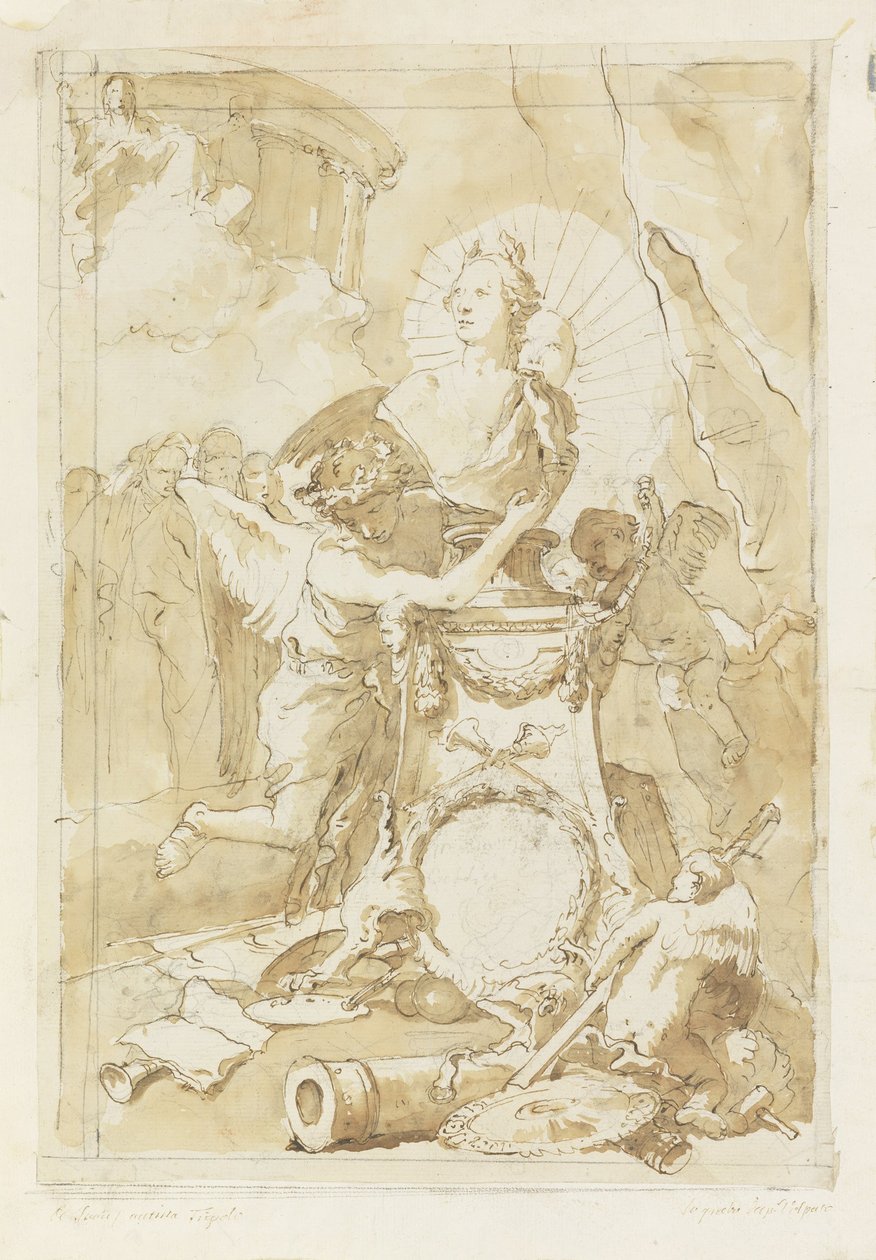 Entwurf für die Widmungsseite an Karl III. von Spanien und die beiden Sizilien von Giovanni Battista Tiepolo