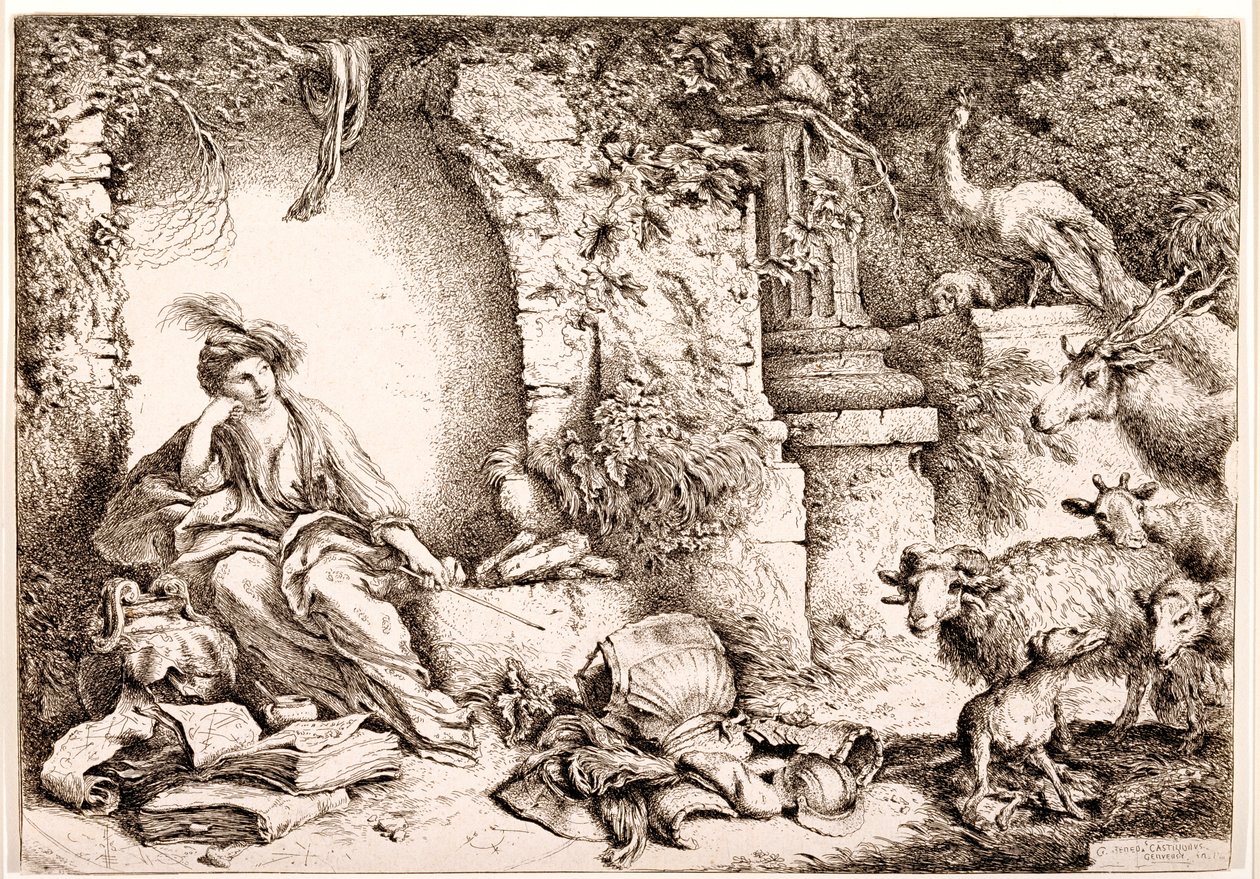 Circe verwandelt die Männer des Odysseus in Tiere, ca. 1650-1651 von Giovanni Benedetto Castiglione