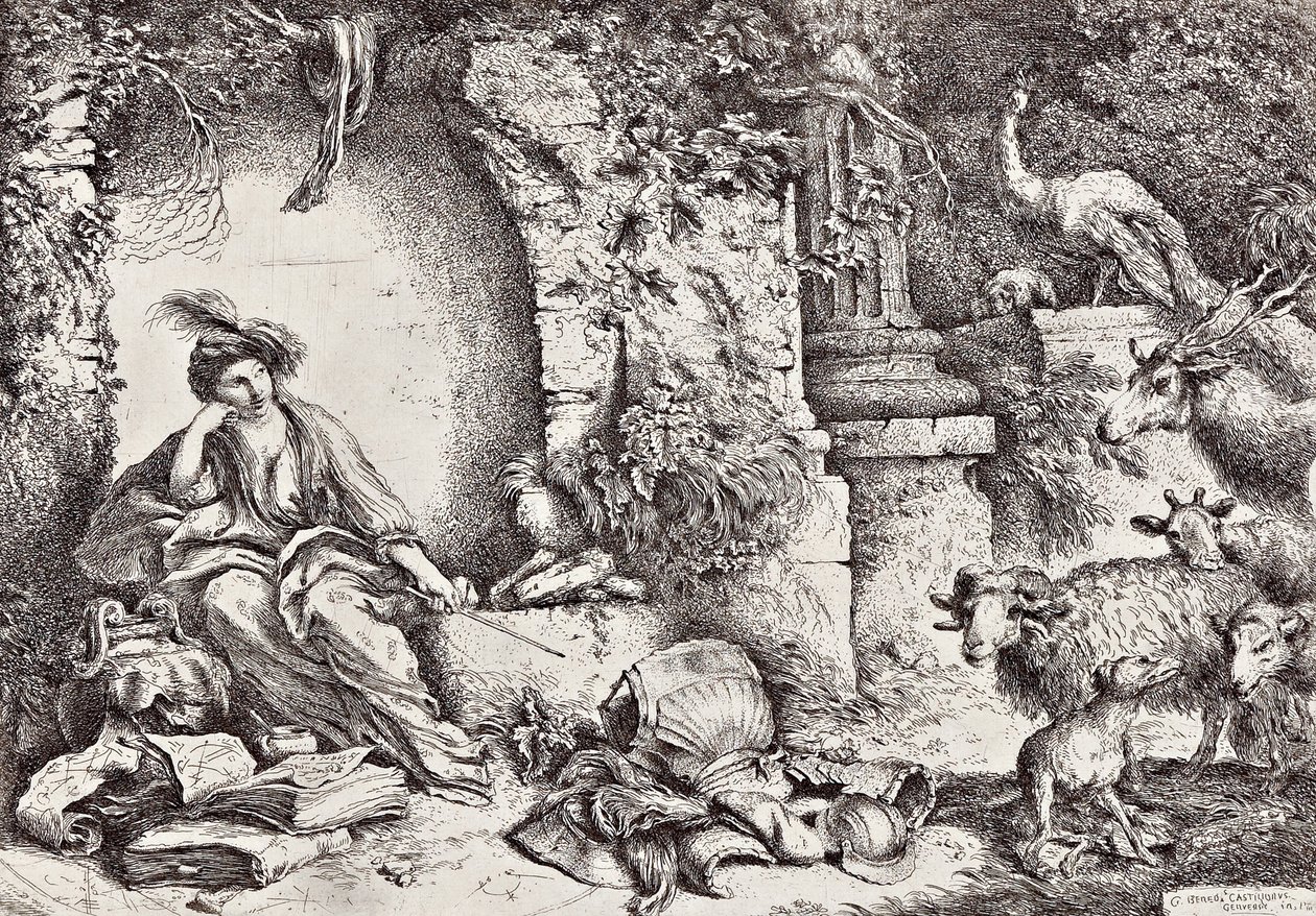 Circe mit Gefährten des Odysseus, die in Tiere verwandelt wurden von Giovanni Benedetto Castiglione