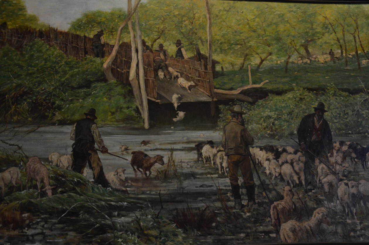 Der Sprung der Schafe von Giovanni Fattori