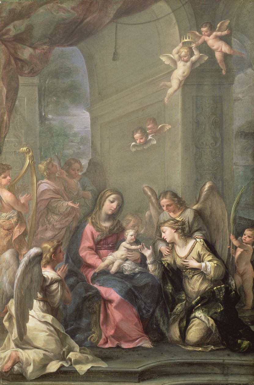 Mystische Hochzeit der Heiligen Katharina, 1716 von Giovanni Gioseffo da Sole