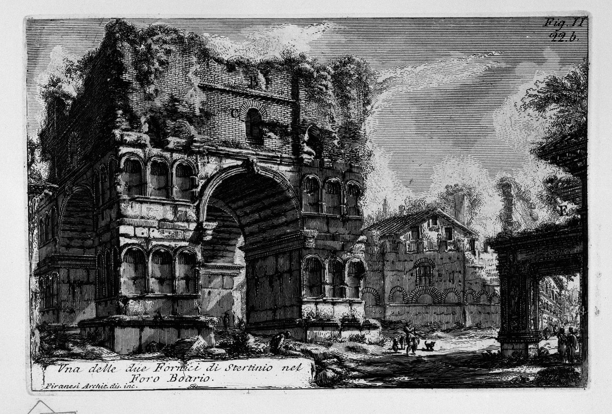 Eine der beiden Fornici von Stertinio im Forum Boarium von Giovanni Battista Piranesi