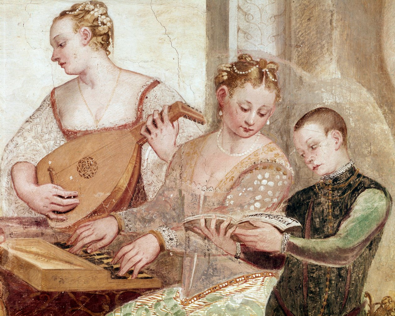 Das Konzert (Detail) (Fresko) von Giovanni Antonio Fasolo